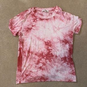 Red tie dye crew neck T shirt